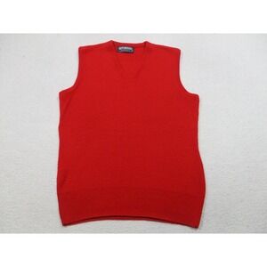 Vintage Puritan Sweater Vest Mens Medium Red V Neck Sleeveless Knit Made USA 80s